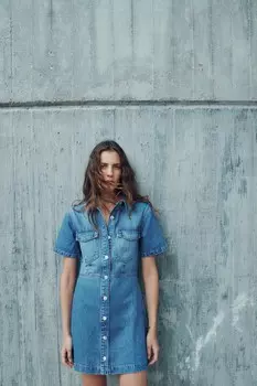 Мини-платье из джинса z1975 ZARA, средне-синий