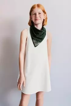 Мини-платье из джинса ZARA, белый