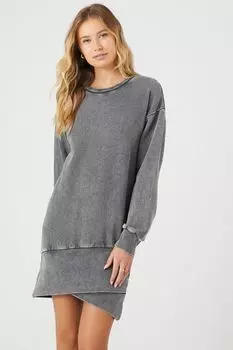 Мини-платье из флисового пуловера Forever 21, угольный