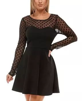 Мини-платье из флокированной сетки с иллюзорными рукавами для юниоров Speechless, мульти