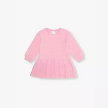 Мини-Платье из хлопчатобумажной махры с длинными рукавами и тисненым логотипом 6 месяцев - 3 года Givenchy, розовый