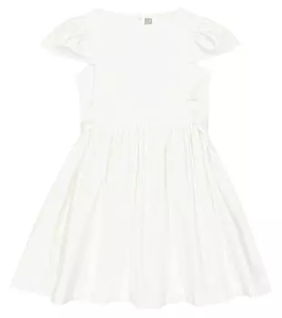 Мини-платье из хлопка и сатина с бантом Il Gufo, белый