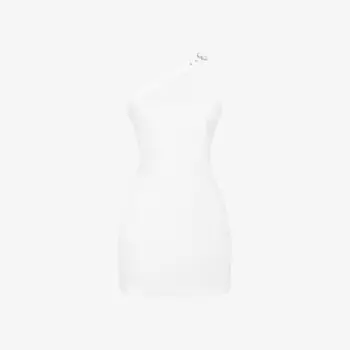 Мини-Платье из хлопка с асимметричным вырезом на горловине Mistress Rocks, белый