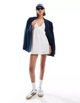 Мини-платье из хлопка с халтер-воротником и кружевным бюстом Cotton:On