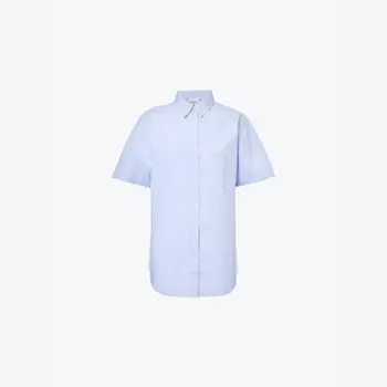 Мини-Платье из хлопка с короткими рукавами и полосатым принтом Lmnd, голубой