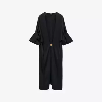 Мини-Платье из хлопка с короткими рукавами, украшенное брошью-камешком Loewe, черный