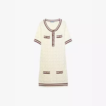 Мини-Платье из хлопка с круглым вырезом и застежкой на пуговицы Prada, белый