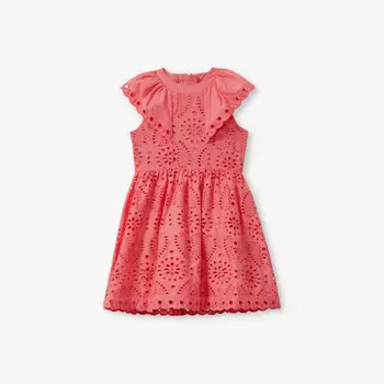 Мини-Платье из хлопка с оборками и вышивкой на рукавах 4-14 лет Reiss, розовый