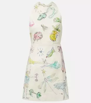 Мини-платье из хлопка с принтом Court Almais, кремовый