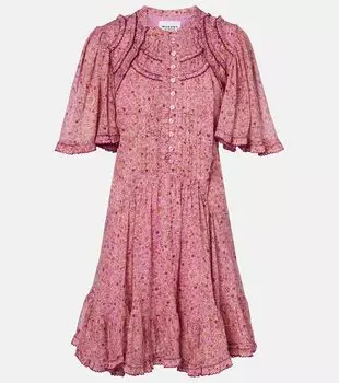 Мини-платье из хлопка с рюшами Celyn Marant Etoile, розовый