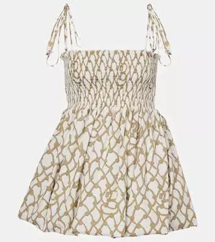Мини-платье из хлопка с узлами и сборками Burberry, Thatch Ippattern