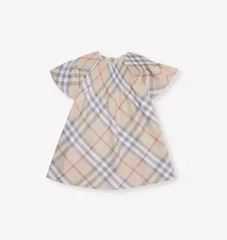 Мини-Платье из хлопка в клетку Cali 3-14 лет Burberry, цвет pale stone ip check