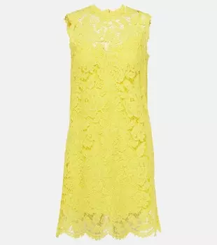 Мини-платье из хлопкового кружева Dolce&Gabbana, желтый