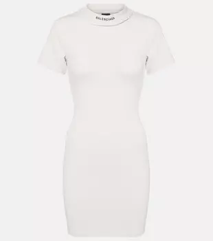 Мини-платье из хлопкового трикотажа Balenciaga, цвет off white