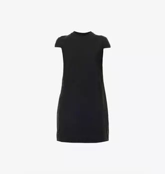 Мини-Платье из хлопкового трикотажа с короткими рукавами и складками Moncler, черный