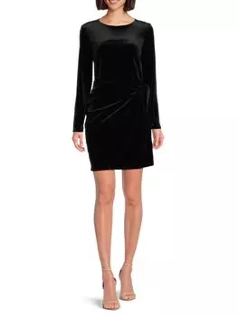 Мини-платье из искусственного бархата с запахом Tash+Sophie, черный