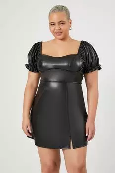 Мини-платье из искусственной кожи больших размеров Forever 21, черный