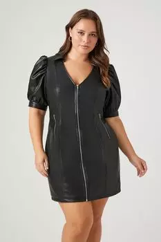 Мини-платье из искусственной кожи больших размеров Forever 21, черный
