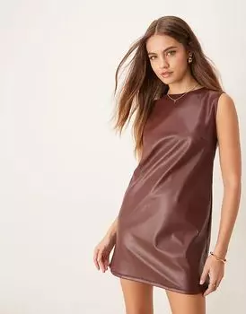 Мини-платье из искусственной кожи коричневого цвета Miss Selfridge