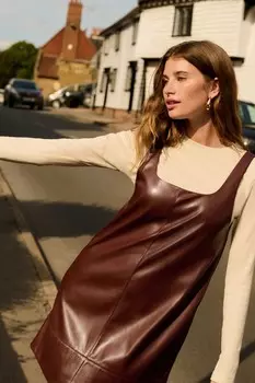 Мини платье из искусственной кожи PU Next, красный