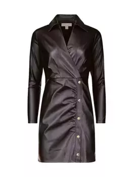Мини-платье из искусственной кожи с запахом Michael Michael Kors, черный
