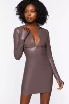 Мини-платье из искусственной кожи с молнией до половины Forever 21