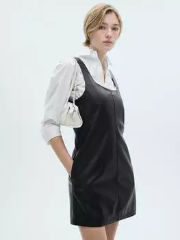 Мини-платье из искусственной кожи шестидесятых годов Mango, черный