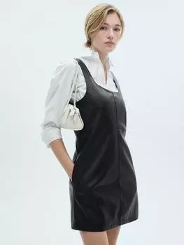 Мини-платье из искусственной кожи шестидесятых годов Mango, черный