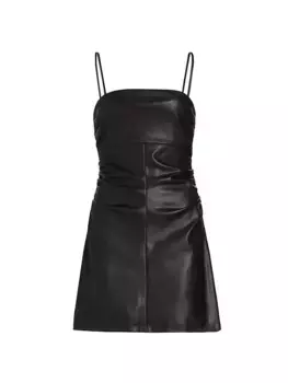 Мини-платье из искусственной кожи со сборками Proenza Schouler White Label, черный