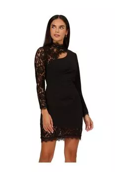 Мини-платье из комбинированной ткани Adrianna Papell, черный