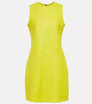 Мини-платье из кожи Intrecciato BOTTEGA VENETA, желтый