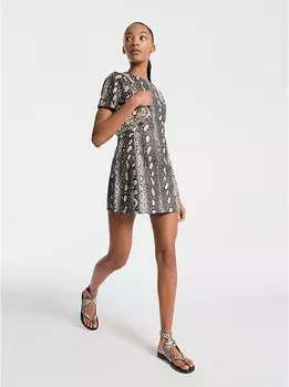 Мини-Платье из кожи с тиснением под змею Michael Kors, экрю