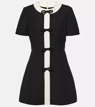 Мини-платье из крепа от кутюр с бантом Valentino, черный
