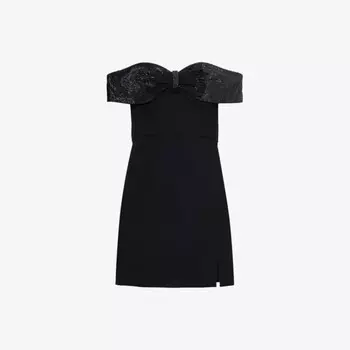Мини-Платье из крепа с бантом Self-Portrait, черный