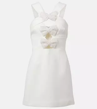 Мини-платье из крепа с бантом в стиле Гермионы Rebecca Vallance, слоновая кость