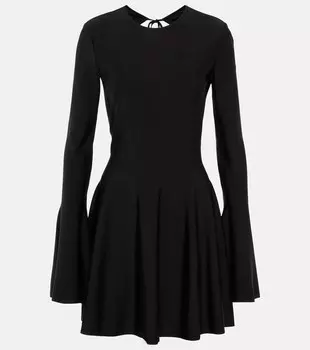 Мини-платье из крепа с открытой спиной SAINT LAURENT, черный