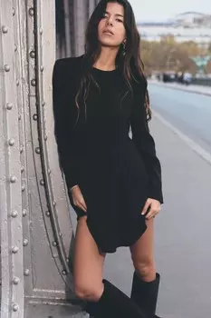 Мини-платье из крепа ZARA, черный