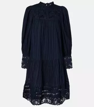 Мини-платье из кружева и хлопка Ulla Johnson, Midnight