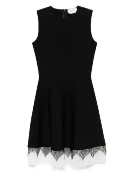 Мини-платье из кружева-паутинки Alexander McQueen, черный