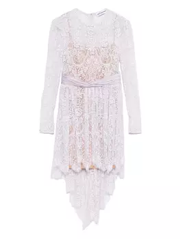 Мини-платье из кружевного атласа Self-Portrait, фиолетовый