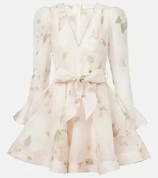 Мини-платье из льна и шелка Balance Zimmermann, White Hydrangea