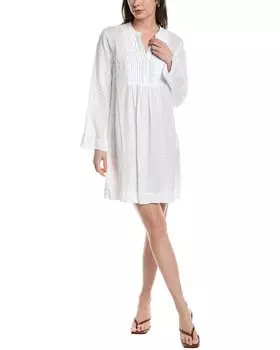 Мини-платье из льна с защипами James Perse Garment-Dye, белый