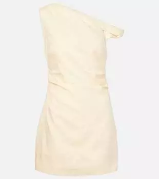 Мини-платье из льна с асимметричным плечом Iris SIR, Butter