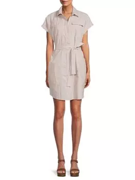 Мини-платье из льняной смеси Saks Fifth Avenue, цвет Natural