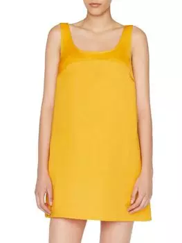 Мини-платье из льняной смеси Micro Flare Frame, цвет Nectarine