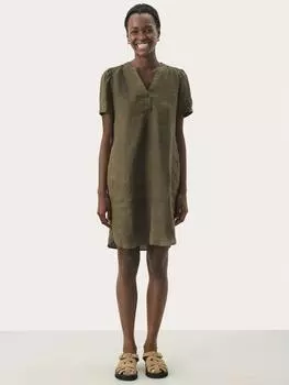 Мини-платье из льняной смеси aminase Part Two, цвет Kalamata