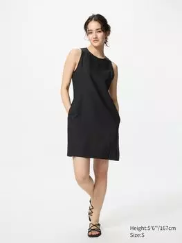 Мини-Платье из льняной смеси (без рукавов) Uniqlo, черный