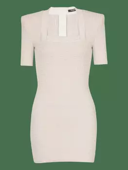 Мини-платье из лабиринтной вязки Balmain, нейтральный