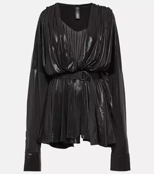 Мини-платье из ламе со сборками Norma Kamali, черный