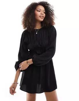 Мини-платье из модала с присборенной юбкой черного цвета ASOS DESIGN